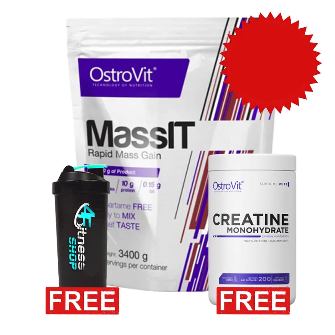 OstroVit 1+2 FREE Mass It 3400 g / 34 Doses + Creatine Monohydrate Powder 500 g / 200 doses + Shaker