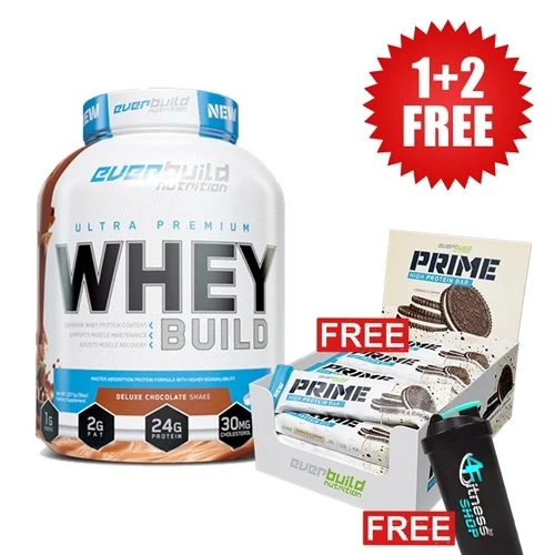 Everbuild 1+2 FREE Ultra Premium Whey Build 2300 g + Prime Bar / 12x50 gr.+ Shaker