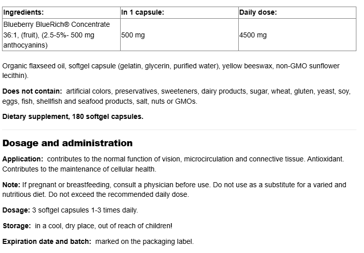 Natural Factors BlueRich® Super Strength Blueberry Concentrate 36:1 500 mg-factsheets