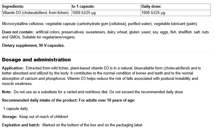 Natural Factors Whole Earth & Sea® Vitamin D3 1000 IU | Vegan Bioenhanced-factsheets