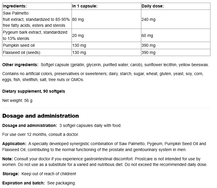 Natural Factors ProstCare-factsheets