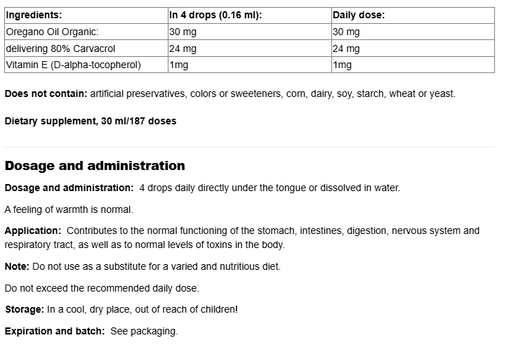 Natural Factors Organic Oil of Oregano-factsheets