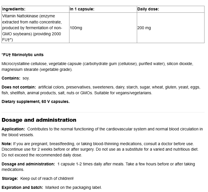 Natural Factors Nattokinase 100 mg-factsheets
