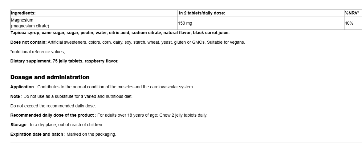 Webber Naturals Gummies Magnesium 75mg-factsheets