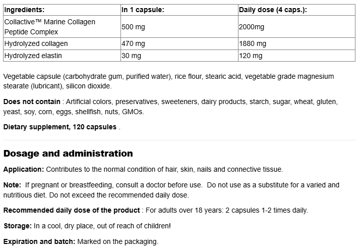 Webber Naturals Marine Collagen30 Bio Elastin Peptides-factsheets