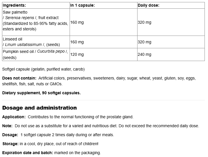 Webber Naturals Saw Palmetto 160mg with Flaxseed and Pumpkin Oils-factsheets