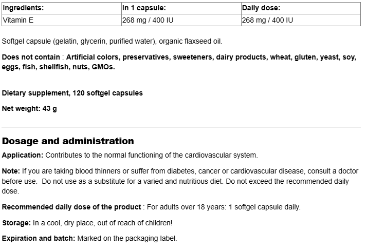 Webber Naturals Vitamin E 400 iu-factsheets