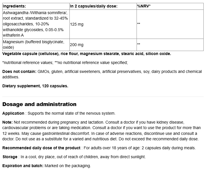 Webber Naturals Ashwagandha + Magnesium-factsheets