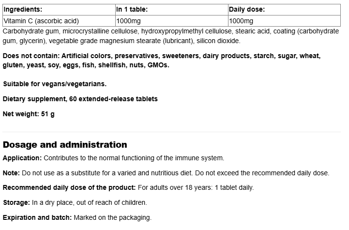 Webber Naturals Vitamin C 1000mg Timed Release-factsheets