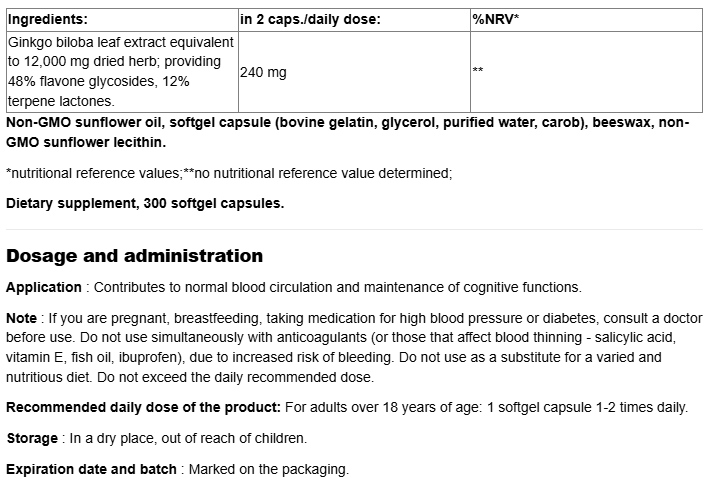 Webber Naturals Ginkgo Biloba 120mg Extra Strength-factsheets