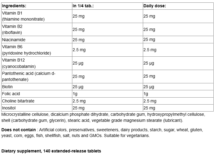 Webber Naturals Vitamin B100 Complex Timed Release-factsheets