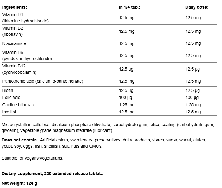 Webber Naturals Vitamin B50 Complex Timed Release-factsheets