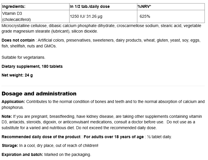 Webber Naturals Vitamin D3 2500 IU Extra Strength-factsheets
