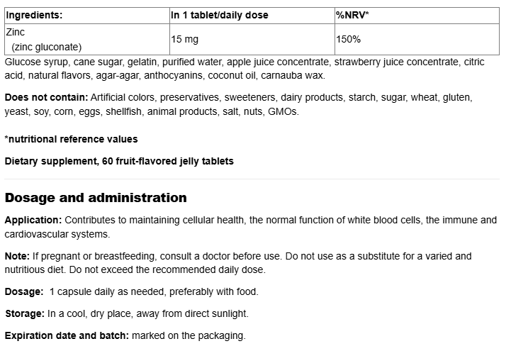 Webber Naturals Zinc 15mg Gummies-factsheets