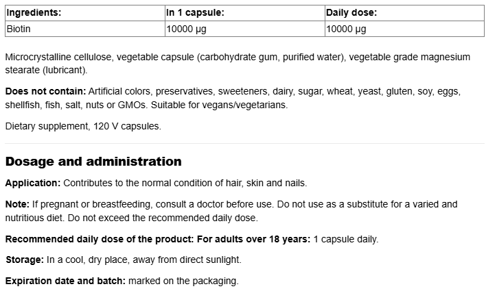 Webber Naturals Biotin 10 000 mcg Extra Strength-factsheets