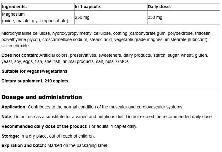 Webber Naturals Magnesium 250mg-factsheets