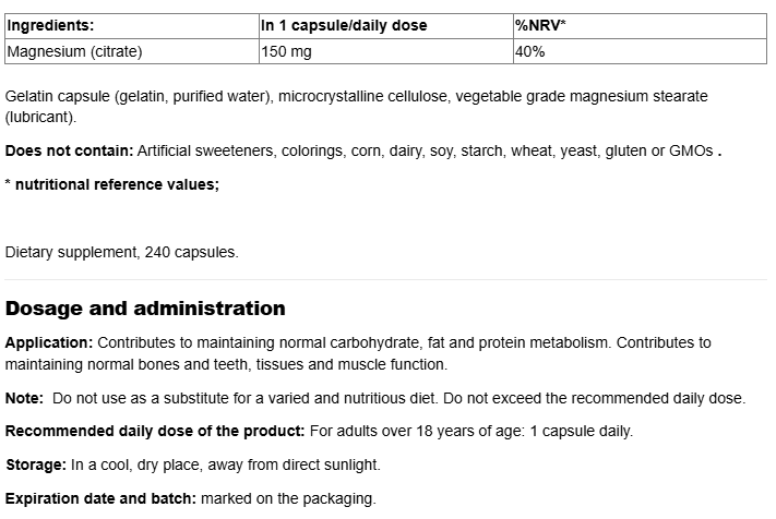 Webber Naturals Magnesium Citrate 150mg High Absorption-factsheets
