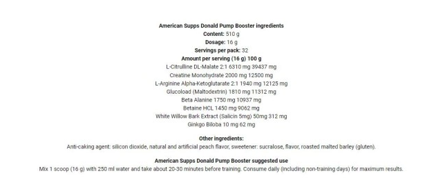 American Supps Donald Pump | Make Your Pump Great Again-factsheets