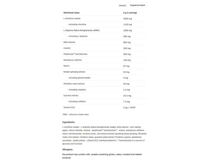 SFD Pre Workout-factsheets