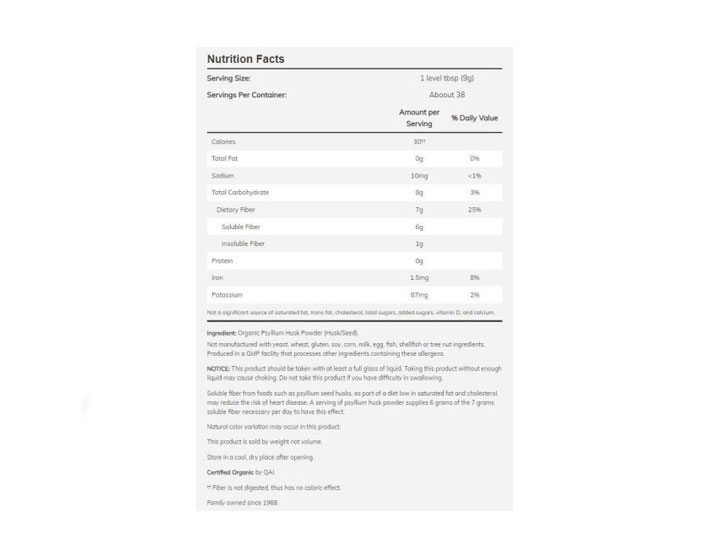 NOW Psyllium Husk Powder / Organic-factsheets