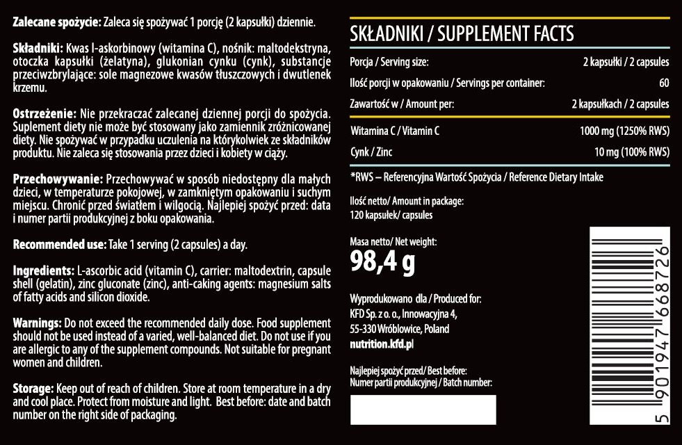 KFD Nutrition Vitamin C + Zinc-factsheets