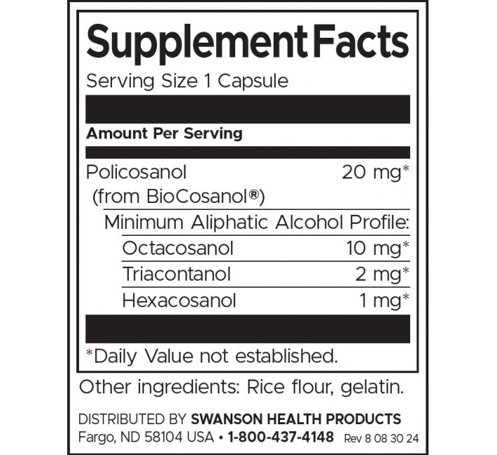 Swanson Policosanol 20mg-factsheets