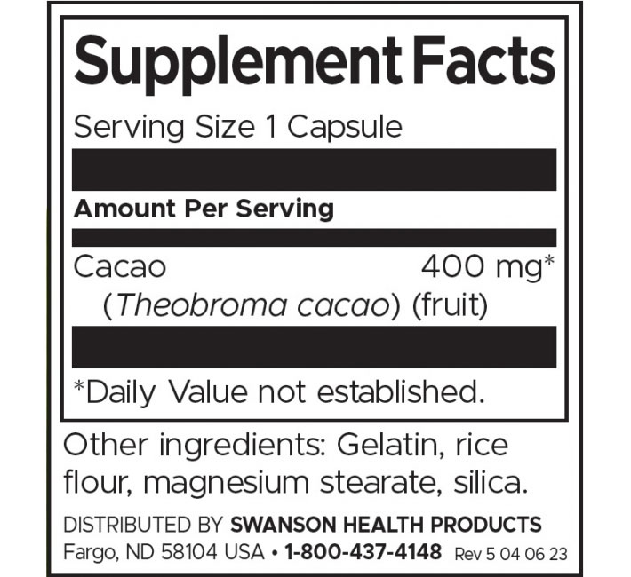 Swanson Full Spectrum Cacao Energy Suppprt 400mg-factsheets