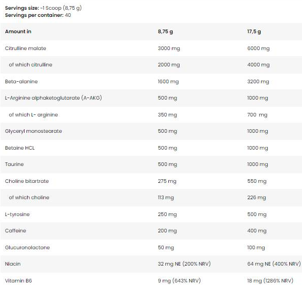 Bad Ass Pre/Extreme Pre-Workout Formula-factsheets