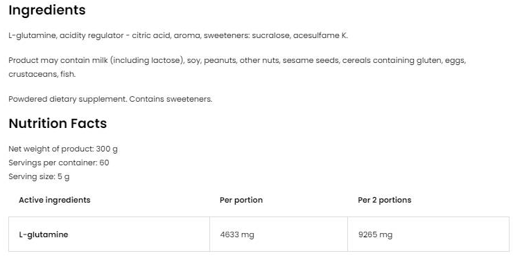 OstroVit Glutamine Powder-factsheets