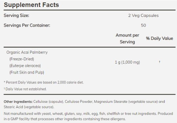 NOW Acai 500mg-factsheets