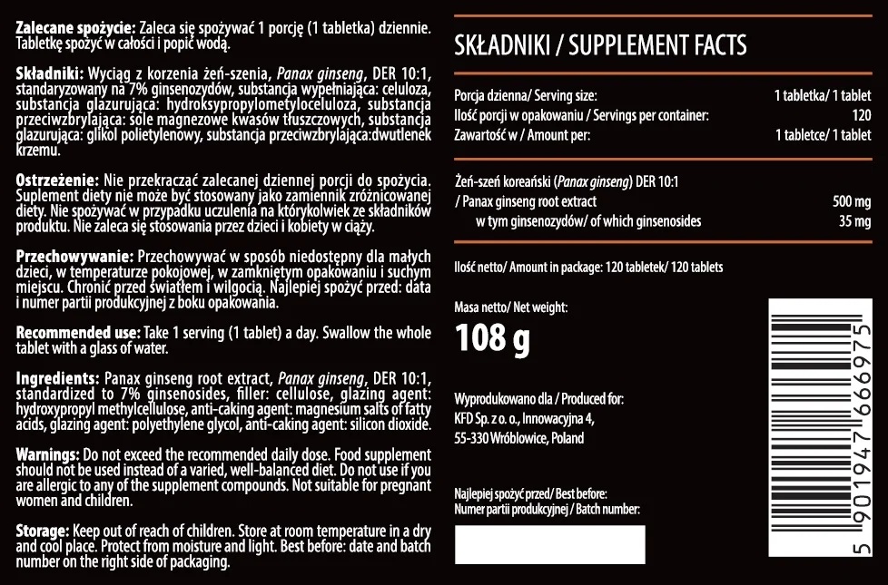 KFD Nutrition Panax Ginseng-factsheets