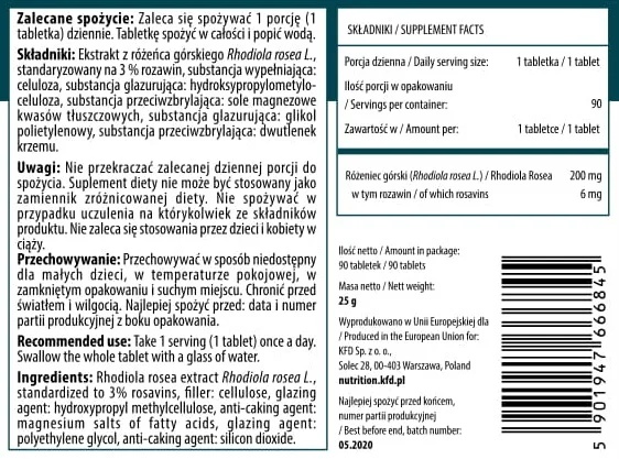 KFD Nutrition Rhodiola Rosea-factsheets