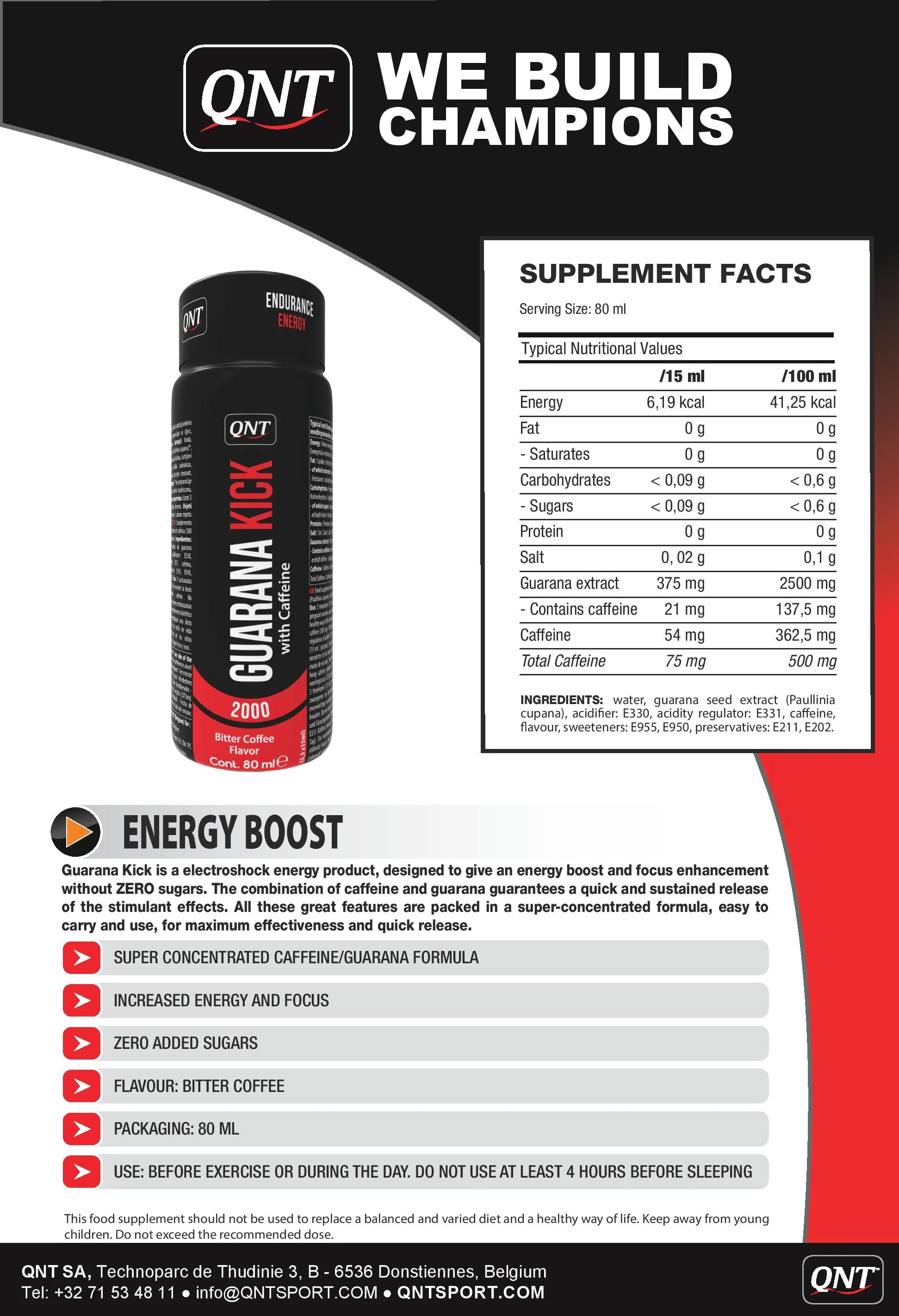 QNT Sport Nutrition Guarana KICK 12x80 ml-factsheets