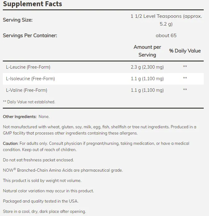 NOW Branched Chain Amino Acids Powder-factsheets