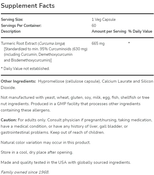 NOW Curcumin - 60 caps-factsheets