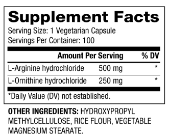 Biovea L-Arginine 500 mg with L-Ornithine 250 mg-factsheets