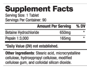 Biovea Betaine HCL 650mg-factsheets