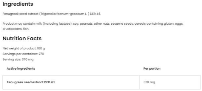 OstroVit Fenugreek Extract / Powder-factsheets