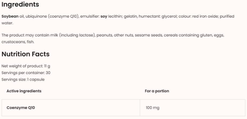 OstroVit CoQ10 / Ubiquinone 100 mg /-factsheets