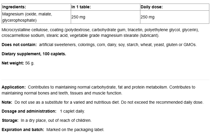Webber Naturals Magnesium 250mg-factsheets