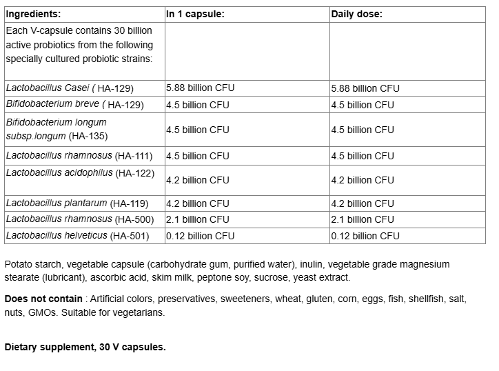 Webber Naturals Probiotic 30 billion / 8 Probiotic Strains Probiotic /-factsheets
