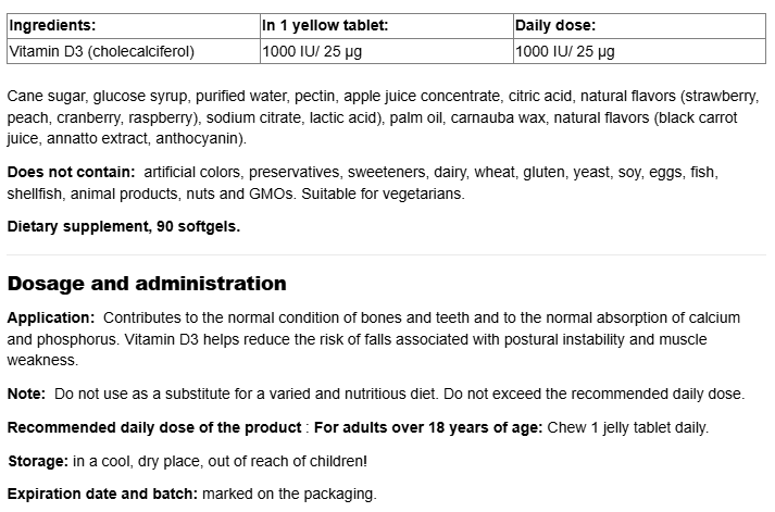 Webber Naturals Vitamin D3 1000 IU Gummies-factsheets