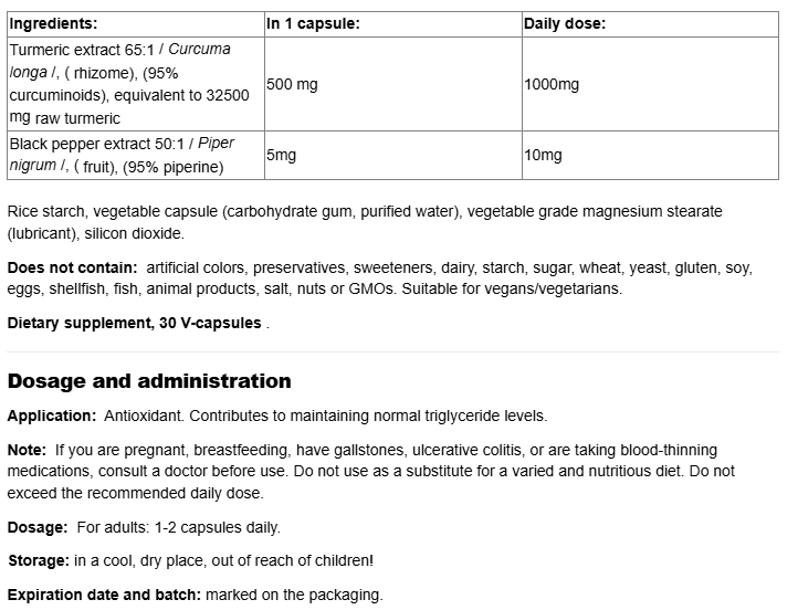 Webber Naturals Turmeric Curcumin and Black Pepper Ultra Strength-factsheets