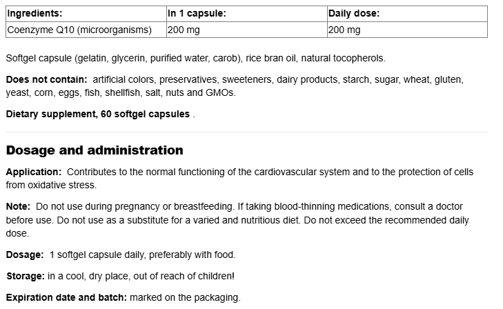 Webber Naturals Coenzyme Q10 200mg-factsheets