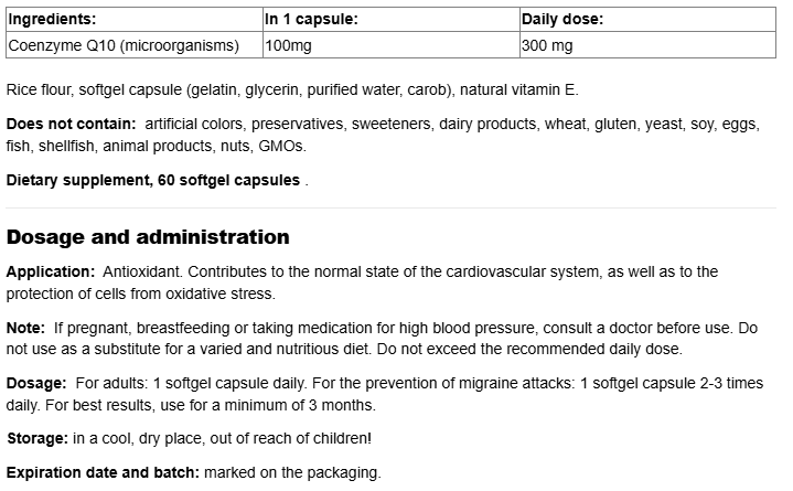 Webber Naturals Coenzyme Q10 100mg-factsheets