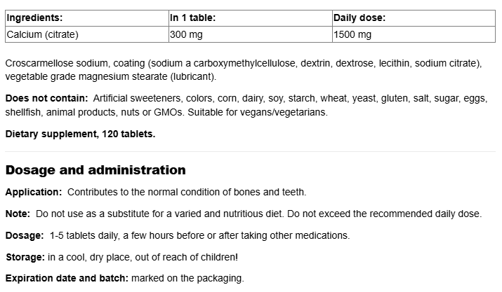 Webber Naturals Calcium Citrate-factsheets