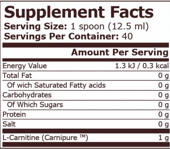 Pure Nutrition CARNI MAX Liquid - 500 ml-factsheets