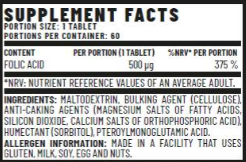 VitaCorp Folic Acid 500 mcg-factsheets