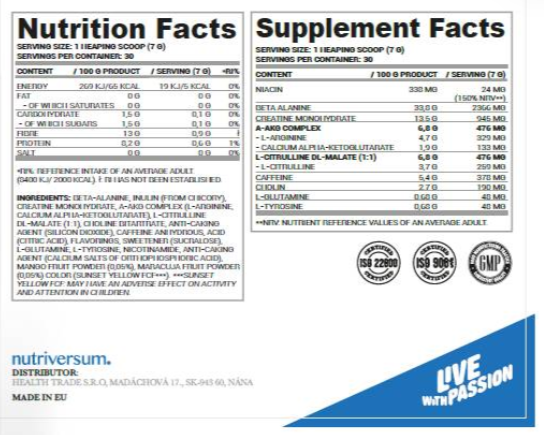 Nutriversum PWO 2.0 Flow | Pre-Workout Powder-factsheets
