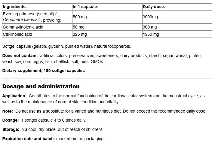 Webber Naturals Evening Primrose Oil 500 mg-factsheets